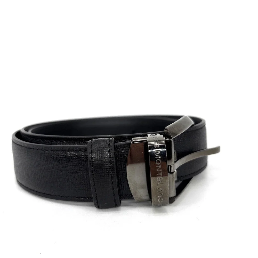 MONTBLANC Leather Belt Men's Medium Black 10FAP